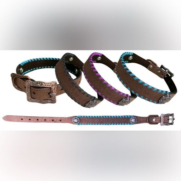 Showman Genuine leather 1" dog collar rawhide lacing: Medium - Picture 2 of 2